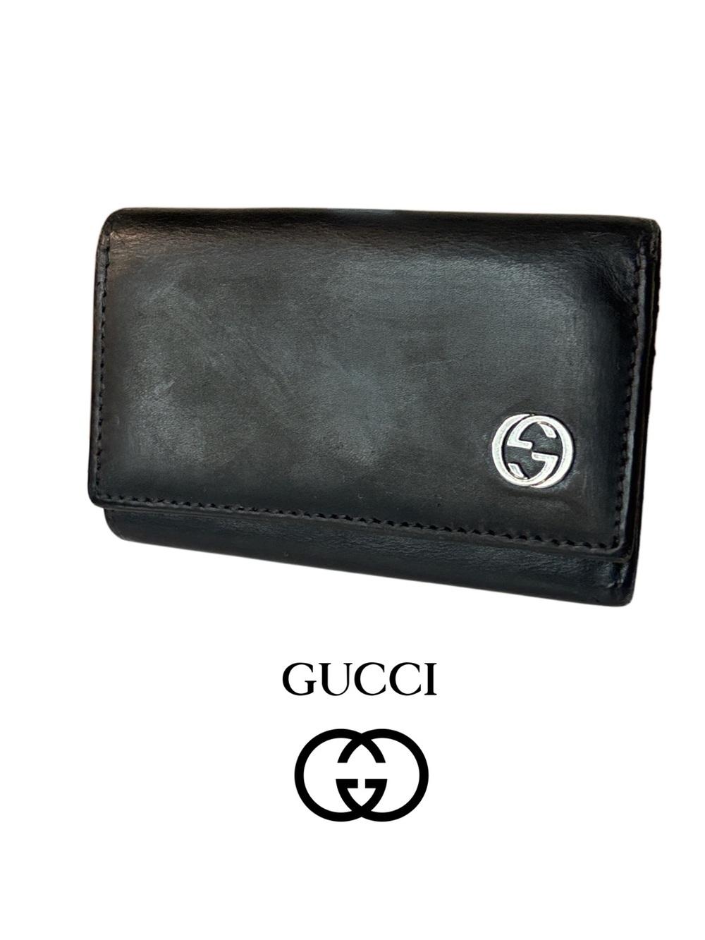 Gucci Interlocking G Leather Key Case Black